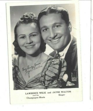 5x7 " Autographed Photograph 1940s Big Band Leader Lawrence Welk W Jayne Walton
