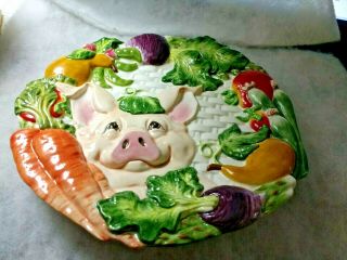 Fitz And Floyd Essentials Percy The Pig Canape/candy/wall Hanging Plate