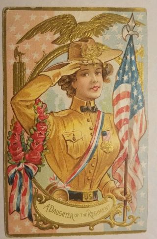 Vintage Decoration Day 1909 Postcard " Daughter Of The Regiment " With Gar Medal