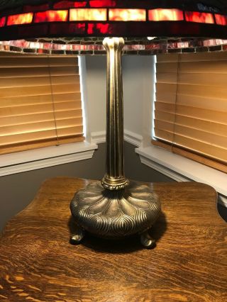 30” Tall X 10.  5” Tiffany Style Antique Brass Table Lamp Base Only L&l Wmc