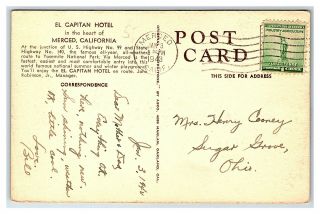 Vintage Postcard Multiview El Capitan Hotel Yosemite Merced California F0 2