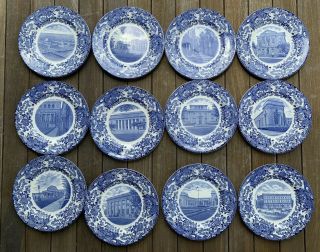 Mit Wedgwood Plates Massachusetts Institute Of Technology 1930 12 Blue Con