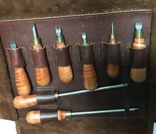 7 Lie - Nielsen Screwdrivers And Leather Carrying Case Never Been