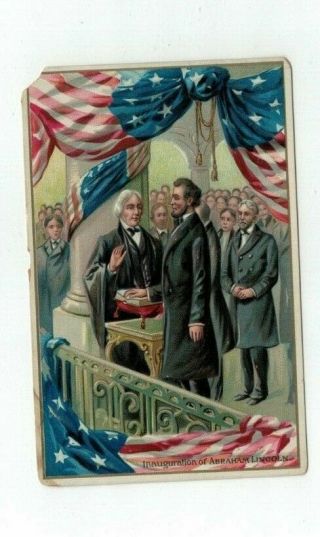 Antique Embossed Tuck Patriotic Post Card Inauguration Of Abraham Lincoln
