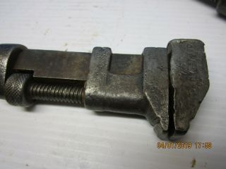 2 Old Antique vintage 6 3/4 & 8 1/4  Handle adjustable Monkey Wrench Tools 2