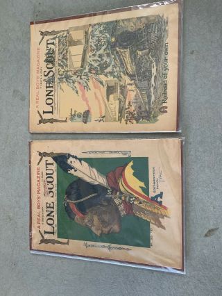 2 Vtg Bsa Boy Scouts Of America Lone Scout Magazines 1916 1919 Vgc