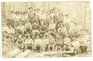 Rppc Logging Workers At Camp Lumber Pa Pennsylvania Real Photo Postcard