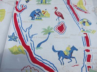 Vintage Souvenir Florida Tablecloth Pre Disney Southern Belles Flamingos 46 X 49 4