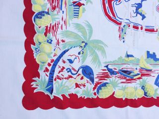 Vintage Souvenir Florida Tablecloth Pre Disney Southern Belles Flamingos 46 X 49 7