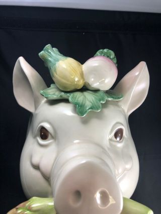 Vtg Fitz & Floyd FF Ceramic French Market Pig Head Wall Pocket / Vase Planter 3
