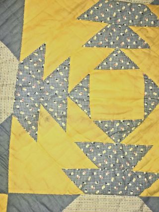 Vintage Handmade Hand Stitched Quilt Block Pattern Rustic Shabby Cabin Decor 5