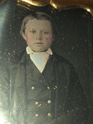Daguerreotype Photo Portrait Of A Boy In Uniform Sixth Plate‎ ‎2 - 3/4 " X 3 - 1/4 "