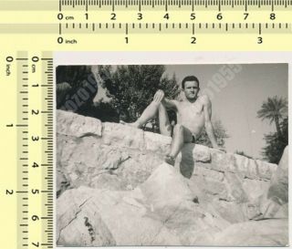 Handsome Shirtless Guy,  Beach Abstract Portrait Man Gay Int Old Photo