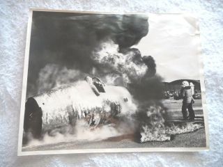 VINTAGE PHOTO US NAVY FIRE DRILL AIRPLANE ON FIRE TREASURE ISLAND CA c.  1950 2