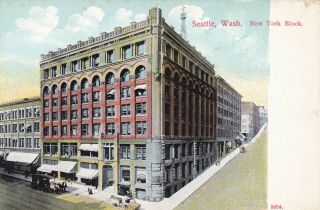 York Block Seattle Washington Postcard 1910 