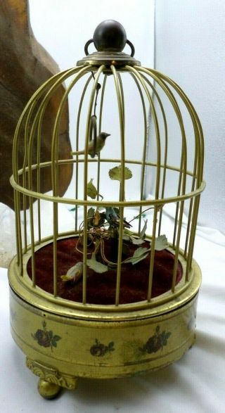 Rare Vintage 3 Birds Singing Bird Box / Cage Music Box Auto