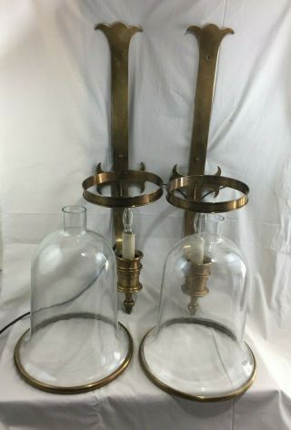 Great Pair Orig.  Large Vint.  Chapman Brass Gothic Cross Wall Sconces 29 1/2 "