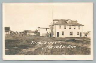 King Street Dryden Ontario Rppc Kenora On Rare Antique Photo Postcard 1911