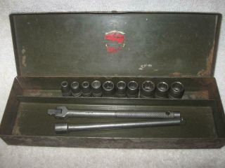 Vintage - D - I - Duro Indestro 1/4 " Drive Breaker Bar 2850,  Socket Set,  And Box