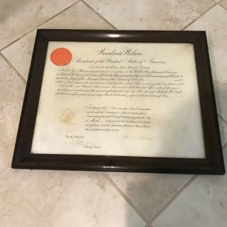 President Woodrow Wilson Signed Appointment Document D.  C.  Municipal Court Judge