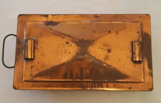 Vtg Copper Bed Foot Warmer Coal Box W Lid And Insert Distressed Appx 10.  5 X 6 "