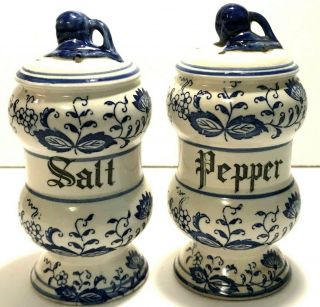 Vintage Blue Onion Pattern Salt & Pepper Shaker Set