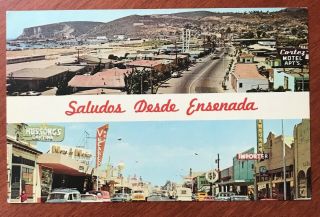Vintage Postcard: Ensenada,  Mexico 50’s Cars And Trucks