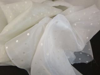 Vtg White W/ Dots Organza Fabric 44 " X 6.  75 Yds Crisp Sheer
