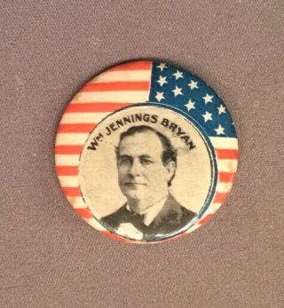 1908 William Jennings Bryan Presidential Campaign 1 1/4 " Celluloid Pinback