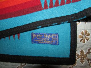 PENDLETON BEAVER STATE WOOLEN MILLS REVERSIBLE BLANKET 49 x 65 CHIEF JOSEPH BLUE 5