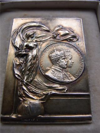 Art Nouveau Silver Gilt Plaque 1911 George V Coronation Case