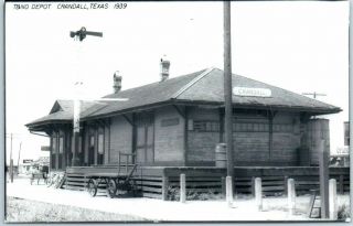 Crandall,  Texas Rppc Real Photo Postcard " T&no Depot " Railroad Train Station