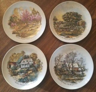 Currier & Ives Set Of Four (4) Seasons Plates