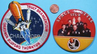 Nasa Patch & Button Vtg Sts - 8 Space Shuttle Challenger - Truly Brandenstein