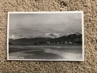 Petersburg Alaska Real Photo Postcard Rppc View Mountains Town And Water