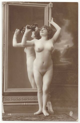 1920 French Photograph - Curvy,  Frontal Fernande In Full Length Mirror