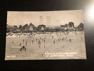1949 Photo Postcard - - California - - Santa Cruz - Beach Scene - Boardwalk Roller Coaster