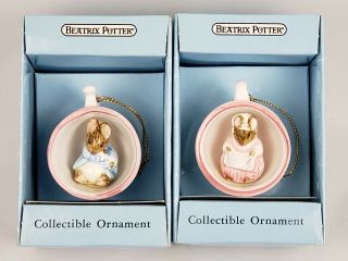 1990 Schmid Beatrix Potter Teacups Ornaments Set Of 2