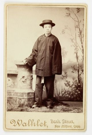 C 1880 Traditional Chinese Boy In America Cabinet Card Portrait Photograph China