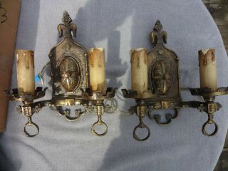 Cast Brass/bronze Double Candle Electric Wall Sconces,  Complete