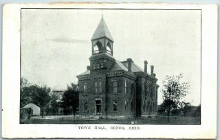 Genoa,  Ohio Postcard " Town Hall " Building View W/ 1907 Cancel
