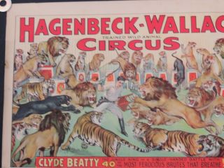 Ebab The Great Hagenback - Wallace - Circus - - - 1934 - - Poster - Clyde Beatty