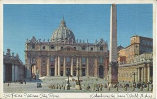 Postcard St.  Peters Vatican City Rome Kodachrome By Trans World Airlines Twa