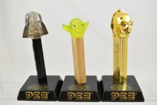Star Wars Pez Limited Edition Crystal Yoda,  Darth Vader,  Gold C3po,  Loose
