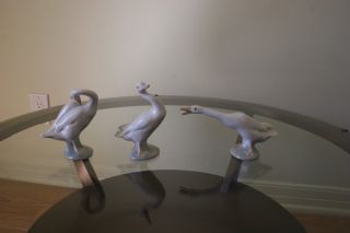 Set Of 3 Lladro Porcelain Duck Goose Figurines No Defects