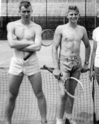 Vintage Photo: Men Male Military Tennis Shirtless Underwear Boxers 40 