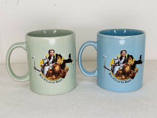 Wizard Of Oz Coffee Tea Cup Mug Set Of 2 Scarecrow Cowardly Lion Blue Green