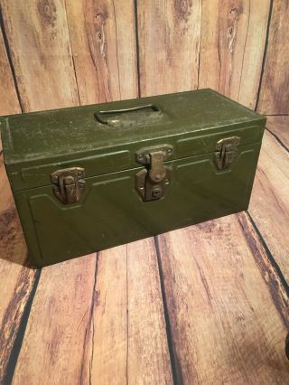 Union Steel Chest Usa Utility Tackle Tool Box Green Rusty 14 " Antique Rustic S3