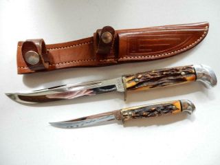 1978 CASEXX,  516 - 5,  M5 FINN STAG 2 PIECE KNIFE SET,  W/SHEATH Y289 2