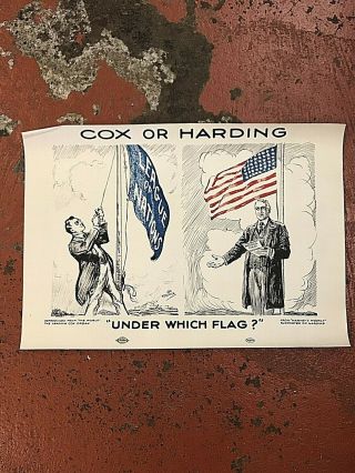 Cox Or Harding Under Which Flag Political Poster 17x12 Inches